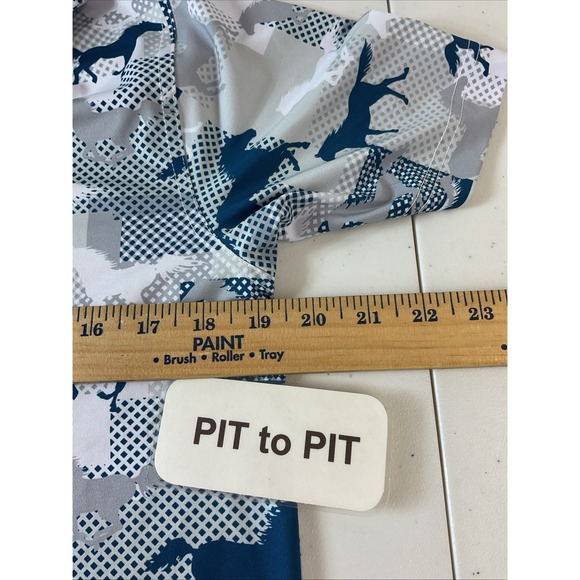 New Men's Waggle Golf Horses Polo Size S Teal Blue Gray Pony performance - Picture 6 of 8